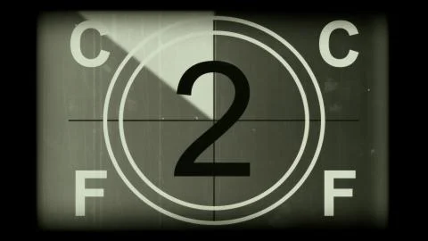 3D rendering of a monochrome old and grained universal countdown leader Illustrazione stock