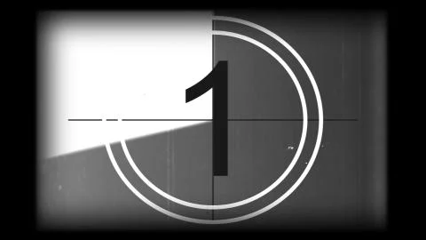 3D rendering of a monochrome old and grained universal countdown leader Stock Illustration