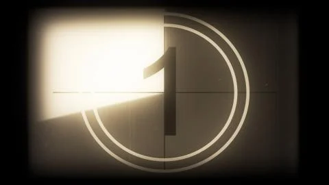 3D rendering of a monochrome old and grained universal countdown leader Stock Illustration