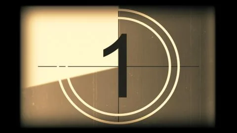 3D rendering of a monochrome old and grained universal countdown leader Stock Illustration
