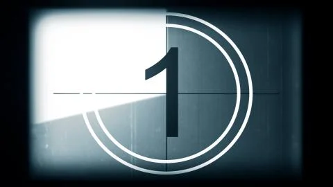 3D rendering of a monochrome old and grained universal countdown leader Stock Illustration