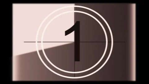 3D rendering of a monochrome old and grained universal countdown leader Stock Illustration