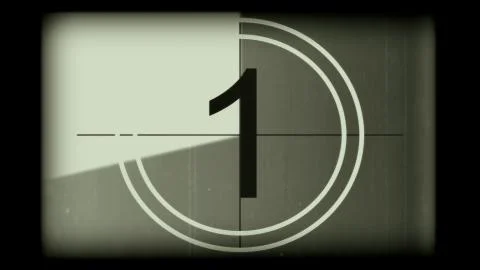 3D rendering of a monochrome old and grained universal countdown leader Stock Illustration