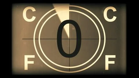 3D rendering of a monochrome old and grained universal countdown leader 스톡 일러스트
