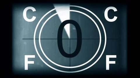 3D rendering of a monochrome old and grained universal countdown leader Stock Illustration