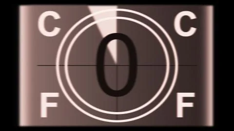 3D rendering of a monochrome old and grained universal countdown leader Stock Illustration