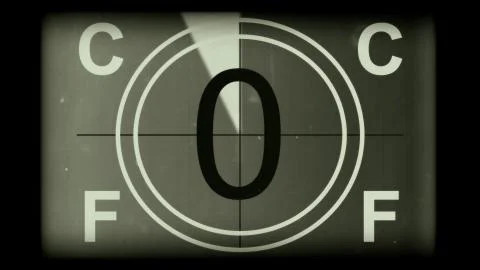 3D rendering of a monochrome old and grained universal countdown leader Stock-Illustration