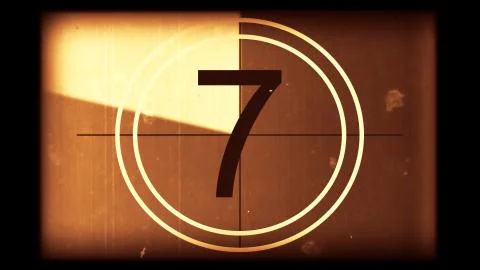 3D rendering of a monochrome old and grained universal countdown leader Stock-Illustration