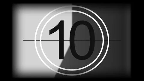 3D rendering of a monochrome universal countdown film leader Stock Illustration