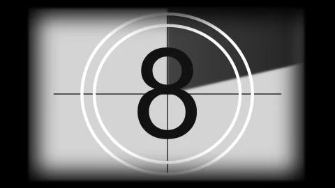 3D rendering of a monochrome universal countdown film leader Stock Illustration