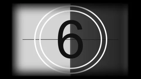 3D rendering of a monochrome universal countdown film leader Stock Illustration