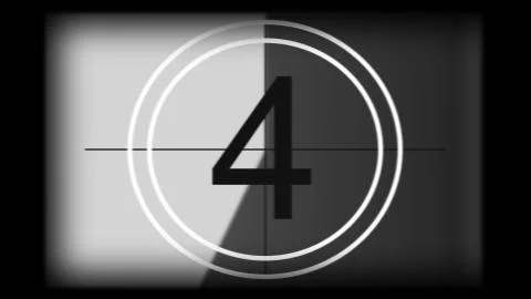 3D rendering of a monochrome universal countdown film leader Stock Illustration