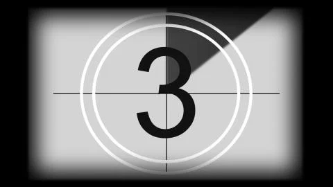 3D rendering of a monochrome universal countdown film leader Stock Illustration