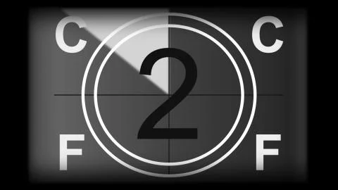 3D rendering of a monochrome universal countdown film leader Stock Illustration