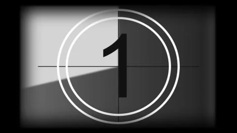 3D rendering of a monochrome universal countdown film leader Stock Illustration