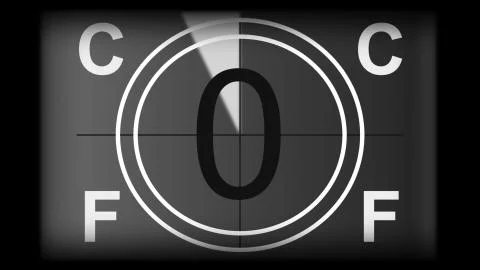 3D rendering of a monochrome universal countdown film leader Stock Illustration