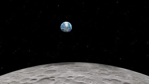 3D rendering of the Moon against the background of space with the illuminatio Stock Photos