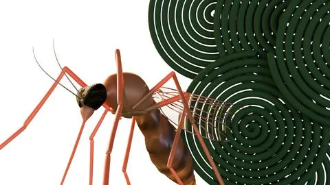 A 3d rendering of mosquito and green mosquito coils. Stock Illustration