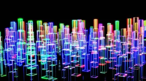 3D Rendering. Motion graphic of Hologram modern city, smart city concept Stock Illustration