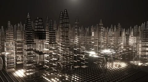 3D Rendering. Motion graphic of Hologram modern city, smart city concept Stock Illustration