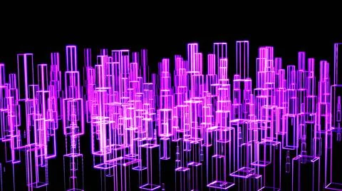 3D Rendering. Motion graphic of Hologram modern city, smart city concept 스톡 일러스트