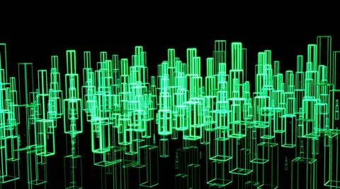 3D Rendering. Motion graphic of Hologram modern city, smart city concept 스톡 일러스트