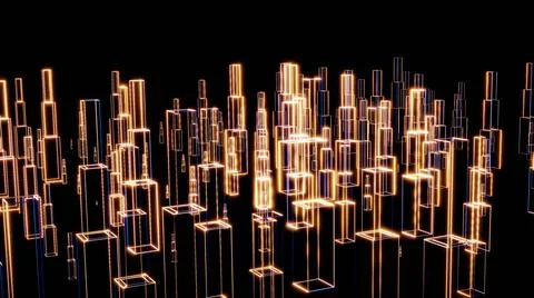 3D Rendering. Motion graphic of Hologram modern city, smart city concept 스톡 일러스트