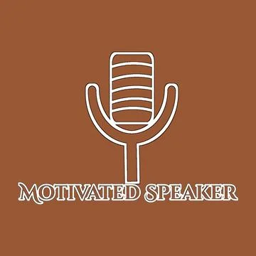 3D rendering motivated speaker text with microphone Icon Stock Illustration