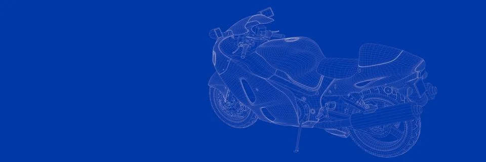3d rendering of a motor on a blue background blueprint Stock Illustration