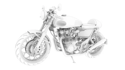 3D rendering of a motorcycle motor bike computer model on white background Stock Illustration