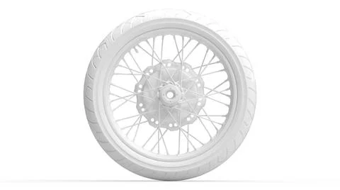 3D rendering of a motorcycle wheel with spokes isolated on a white background Stock Illustration