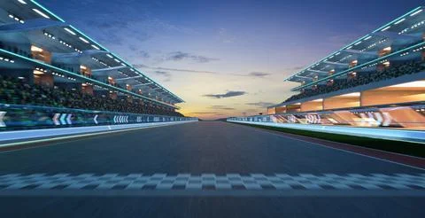 3d rendering moving racetrack with start and finish line イラスト素材