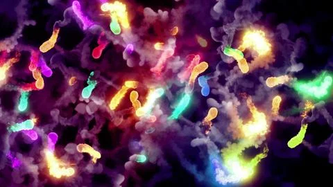 3D rendering of multi-colored fireballs flying along a complex trajectory Stock Illustration
