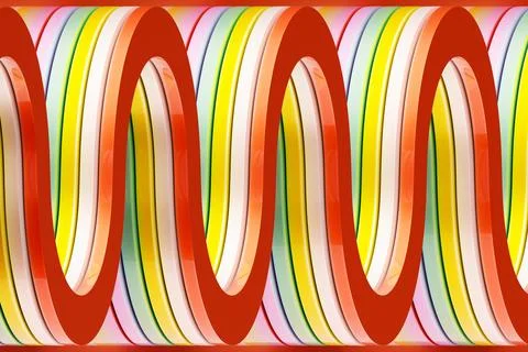 3D rendering of a multi-colored wavy pattern Stock Illustration