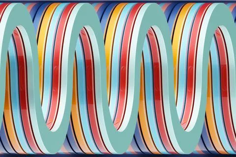 3D rendering of a multi-colored wavy pattern Stock Photos