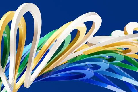 3D rendering of a multi-colored wavy pattern Stock Photos