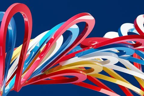 3D rendering of a multi-colored wavy pattern Stock Photos