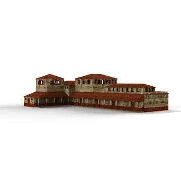 3D rendering of a multi-story building model with various windows isolated on a Fotos de archivo