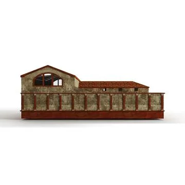 3D rendering of a multi-story building model with various windows isolated on a Fotos de archivo