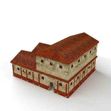 3D rendering of a multi-story building model with various windows isolated on a Fotos de archivo