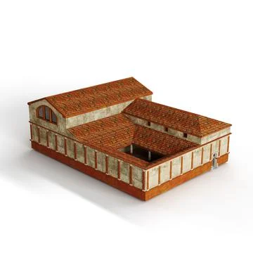 3D rendering of a multi-story building model with various windows isolated on a Fotos de archivo