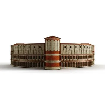 3D rendering of a multi-story building model with various windows isolated on a Fotos de archivo