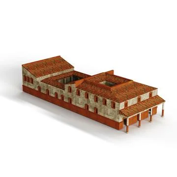 3D rendering of a multi-story building model with various windows isolated on a Fotos de archivo