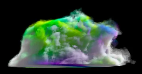 3d rendering. Multicolored dense cloud on a black background. Fantasy backgro Stock Illustration