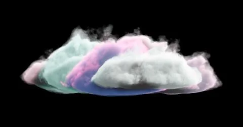 3d rendering. Multicolored dense cloud on a black background. Fantasy backgro Illustrazione stock