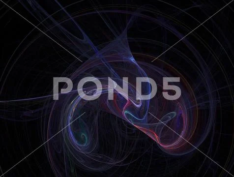 3D rendering with multicolored fractal circle with intersecting threads Stock Illustration