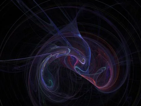 3D rendering with multicolored fractal circle with intersecting threads Stock Illustration