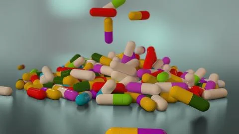 3D rendering multicolored medical pills	 Stock Illustration