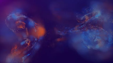 3D rendering of a multicolored, vibrant, abstract cloud of particles in space Illustrazione stock