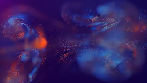 3D rendering of a multicolored, vibrant, abstract cloud of particles in space Illustrazione stock